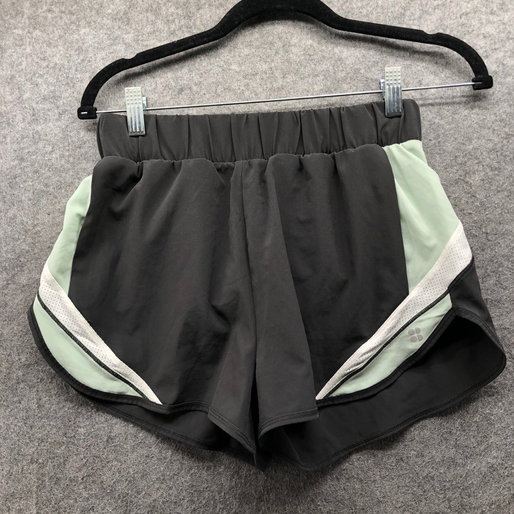 Sweaty Betty Track Field 2" Running Shorts Womens XS Colorblock Gray Sage Green